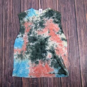 LETLUV Shirt Womens Small Multicolor Tie Dye Sleeveless Muscle Tank Crewneck
